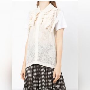 Comme des Garcons White Ruffled Sheer Blouse